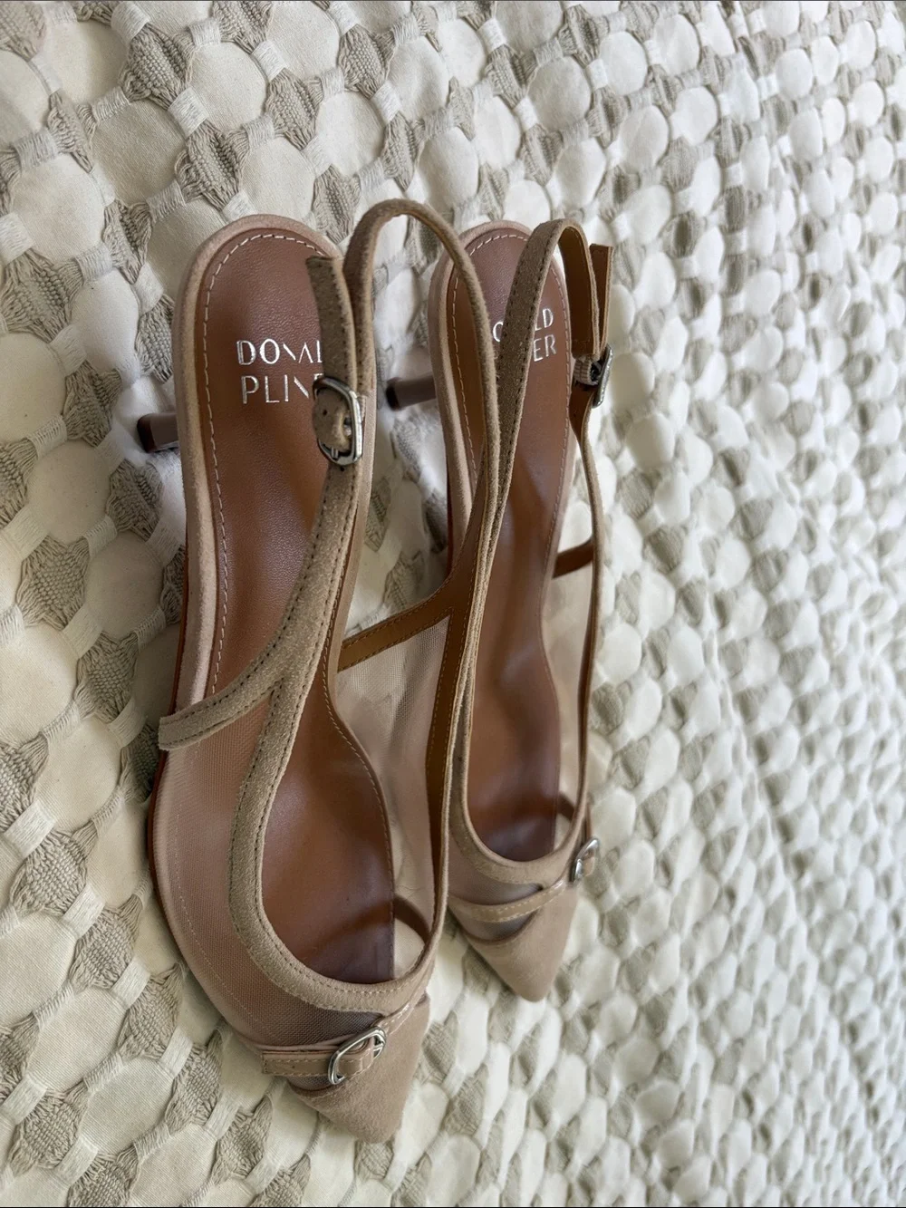 Donald J. Pliner Taupe Pointed Toe Slingback Pumps